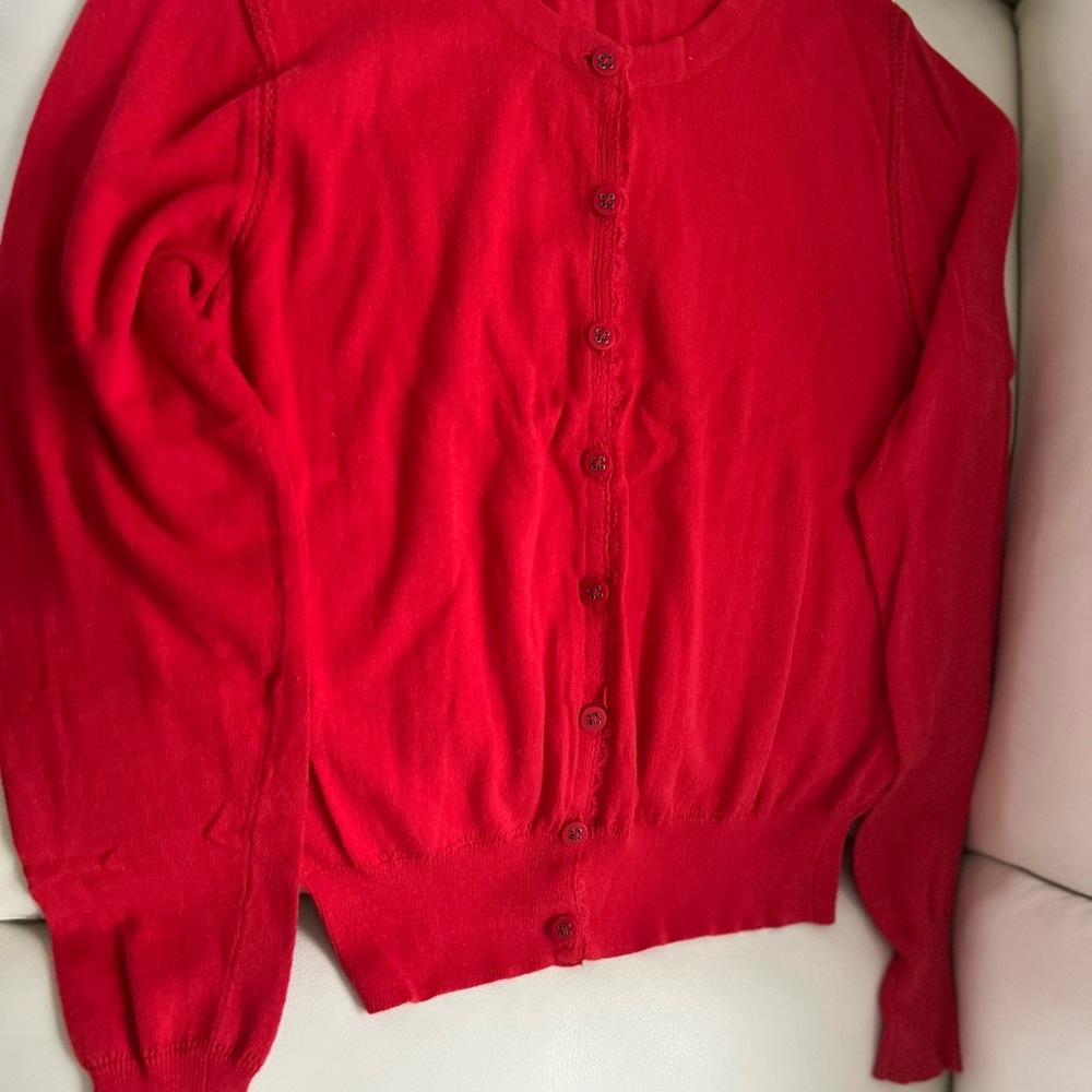 CAbi Vibrant Red Button-Front Cardigan Like New, size M